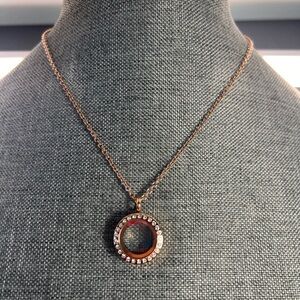 Chic Rose Gold Floating Charm Locket Necklace with Swarovski Crystals